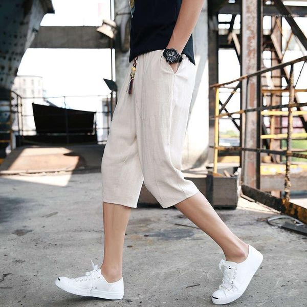 

2020 summer clothing cropped pants men casual solid color harem pants 7 / loose japanese-style men's trousers1, Black