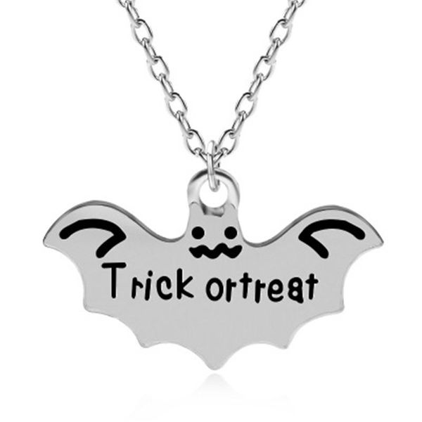 

европейские и американские моды письма trick ortreat битой кулон ожерелье личности мальчиков диких украшения женские украшения, Silver