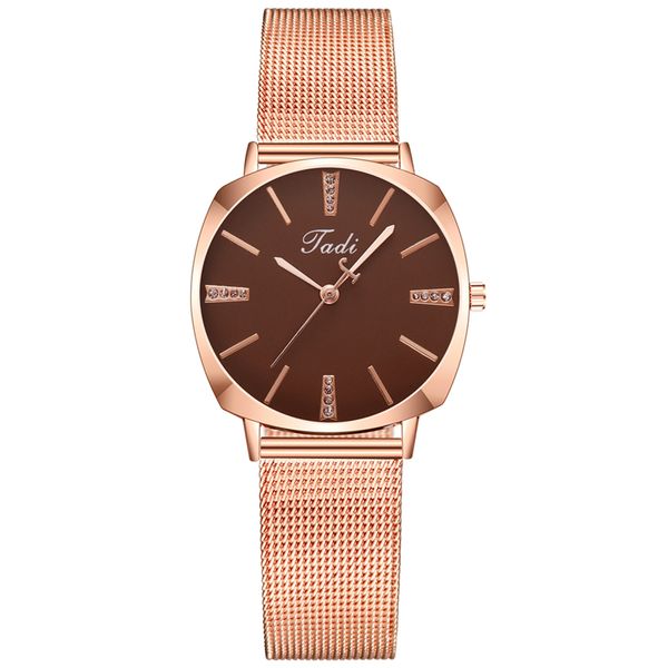 

women watch rose gold mesh belt steel watch fashion casual women luxury diamond quartz watch ladies dress female clock, Slivery;brown