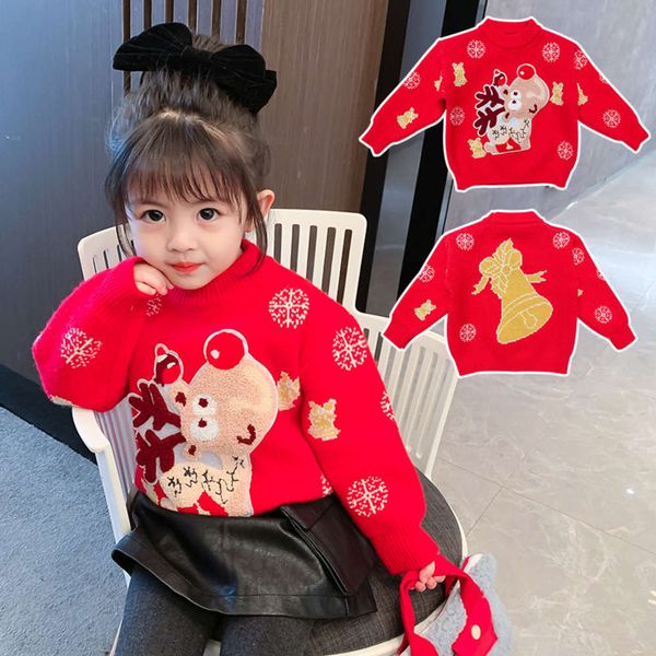 

children's thickened christmas elk sweater 2020 new winter warm cartoon pullover for boys and girls, Blue