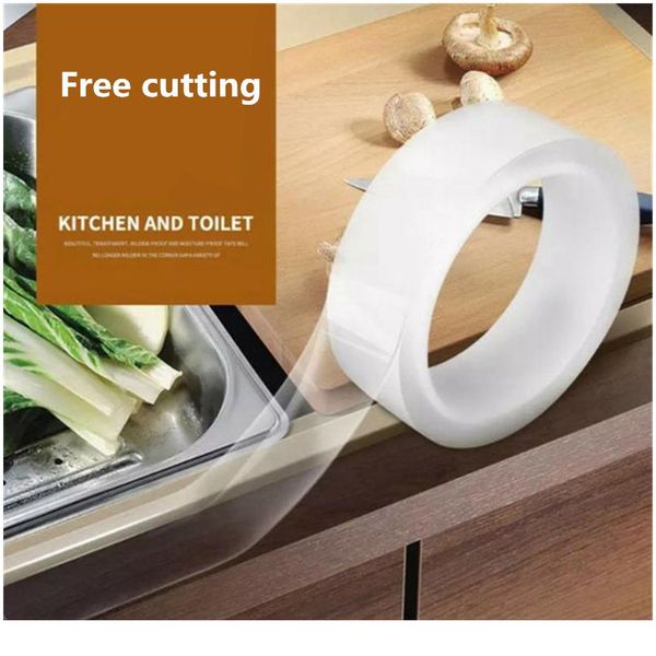 

kitchen sink waterproof mildew strong self-adhesive transparent tape bathroom bathroom gap strip pool water se wmtbqw, Black;brown
