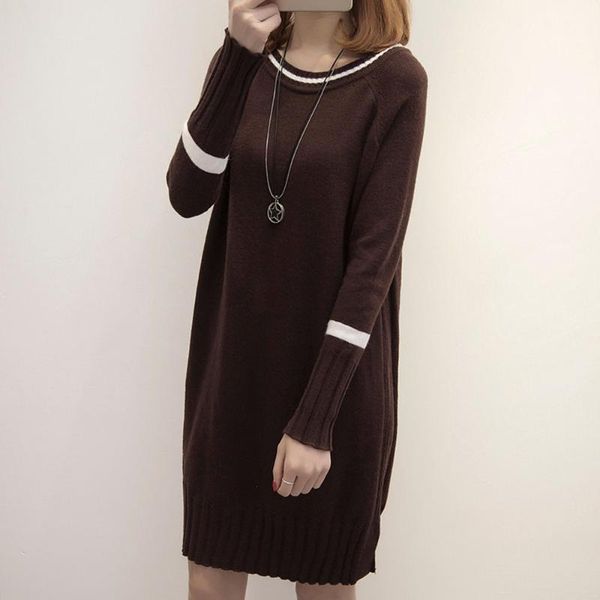 

plus size autumn winter clothes female large new bottoming shirt fat sister sweater mid-length dress women knit dress fashion, Black;gray