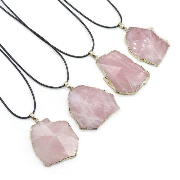 

10 pcs gold plated irregular shape yellow citrine crystal pendant rope chain necklace amethyst stone ethnic style jewelry, Silver