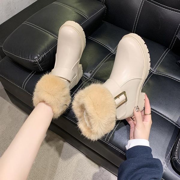 

ботинок роскошные дизайнерские добыч женские сапоги-женщины зимняя обувь на низком каблуке пинетки круглый toe мода rubber рок, Black