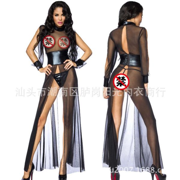 

new underwear black lace perspective mh long nightdrs pajamas, Black;white