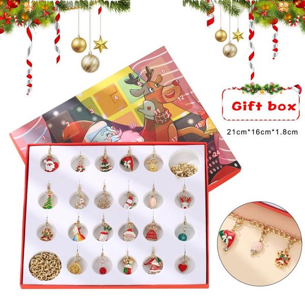 

chains christmas advent calendar themed diy charm jewelry bracelet necklace making kit for girls ll@17, Silver