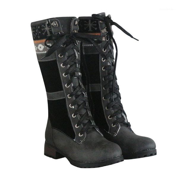 

boots gladiator retro riding women's short boot winter mid tube rome style cowboy low heel shoes mid-calf strappy botas1, Black