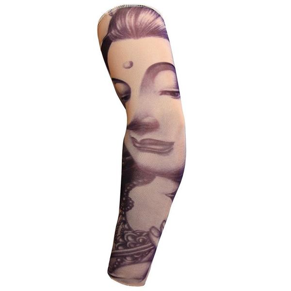 

tattoo sleeve men longsleeve running summer cycling cuff sunscreen fingerless gloves outdoor cool personality women arm sleeves wmtjgn, Black
