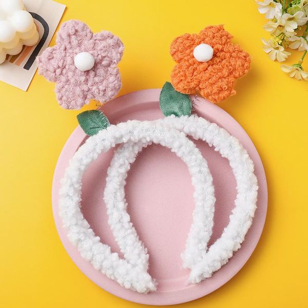 

hair accessories 2021 year flower woman girl headband faux wool plush cartoon hairband wash face makeup female cute headwear