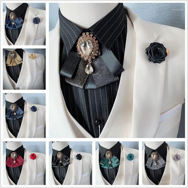 

retro men or women wedding clip on neck bow tie ribbon rhinestone necktie brooch zjm93361, Black;gray