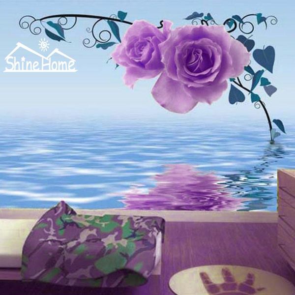 

wallpapers purple rose blossom natural plant 3d po wallpaper for wall 3 d flooring printed livingroom mural rolls bedroom