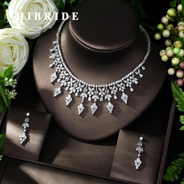 

hibride luxury bridal wedding jewelry sets cz classic design women 2pc set engagement ceremony and anniversary bijoux n-991, Silver