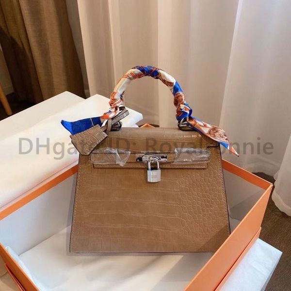 

2021 luxury designer kelly h women fashion satchel lady crossbody bag bags alligator metallic artwork lock hasp scarf totes handbags bags