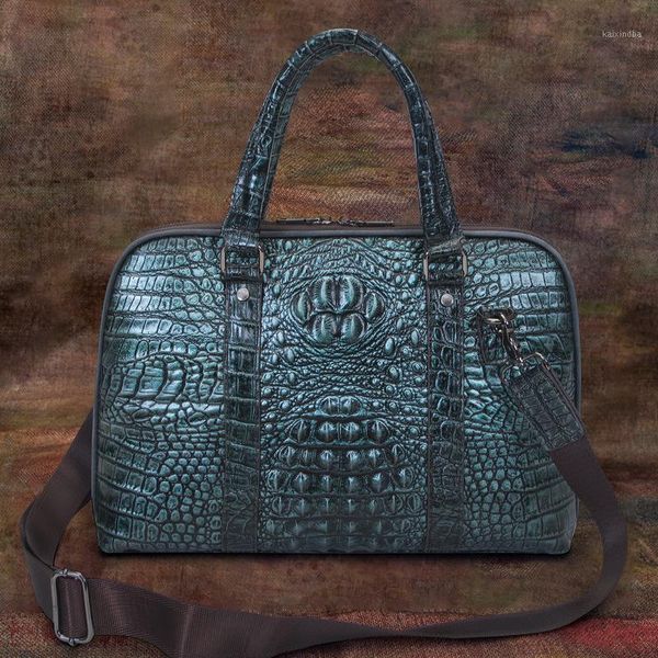 

briefcases genuine leather business briefcase men's handbag shoulder messenger bag 14" lapnotebook handle alligator1
