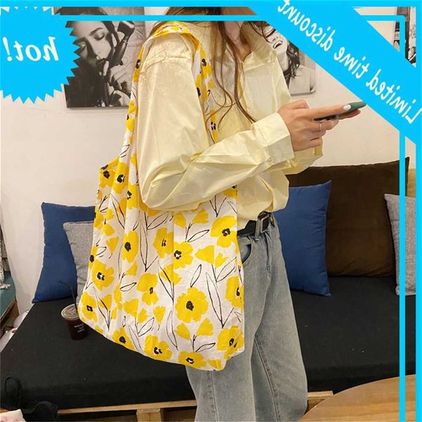 

0482 south korean new ins carrying flower foldable shopping bag taobao