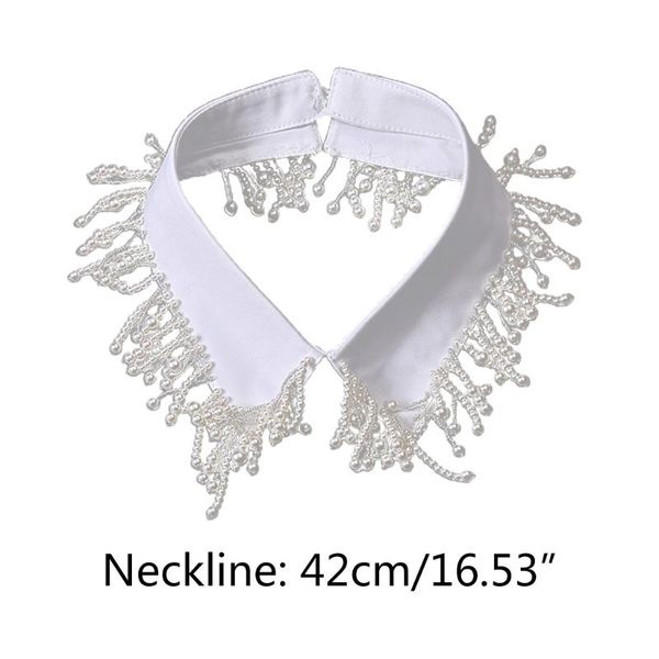 

neck ties women faux pearl beaded tassels false collar jewelry decorative necklace choker xx9d, Blue;purple