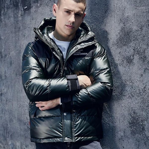 

winter men parkas coat 2020 new men's casual fashion parkas male simple letter printed hooded parka jackets clothing1, Black