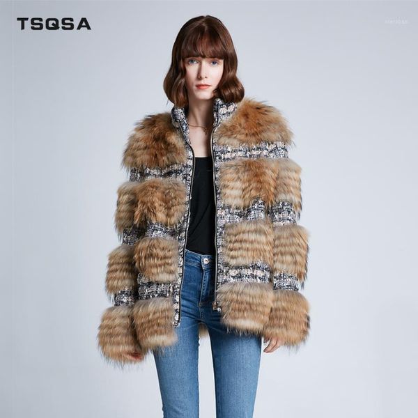 

tsqsa 2019 new woman winter cota real raccoon fur coat raccoon dog fur female jackets casual sleeveless ladies vest tac19391, Black