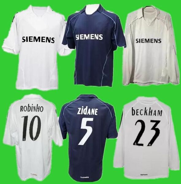 

2005 2006 beckham zidane owen retro soccer jerseys 05 06 figo robinho guti.h r.carlos raul cicinho sergio ramos vintage classic football shi, Black;yellow