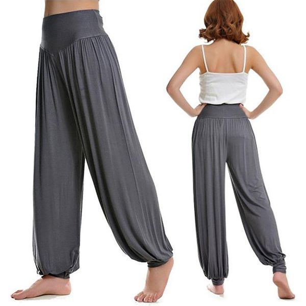 

casual loose leisure pants yo ga dance long pants loose sports pants soft women solid bloomers fitness sports yo ga, Black;white