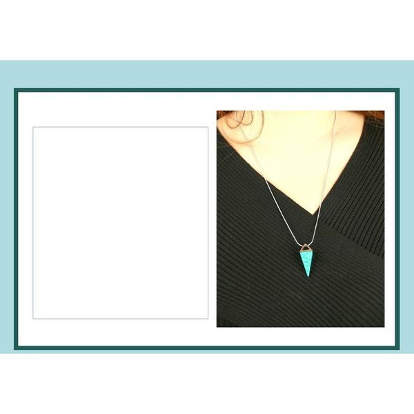 

1pc fashion colourful natural crystal mineral ornaments conical pyramid noble pendant couple pendant necklace pend qylrhi, Black