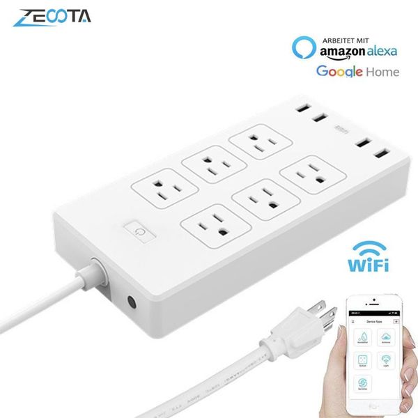 

wifi smart power strip surge protector 6 way us plug electrical usb socket extension outlet remote control by alexa google home