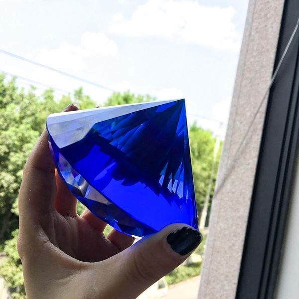 

blue crystal imitation diamond pizza paper huge crystal diamond jewelry decorative gift 100mm desk oornament h wmtwvx