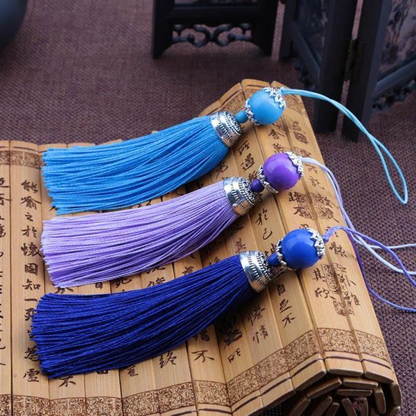 

1pc lot mixed color silk tassel with silver color bead caps charms pendants leather tassels cords for diy jewelry accessories h jlllkn