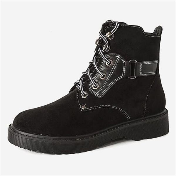 

2021 new large size 34-43 women winter snow cow women's autumn fashion lace boots bdt9, Black