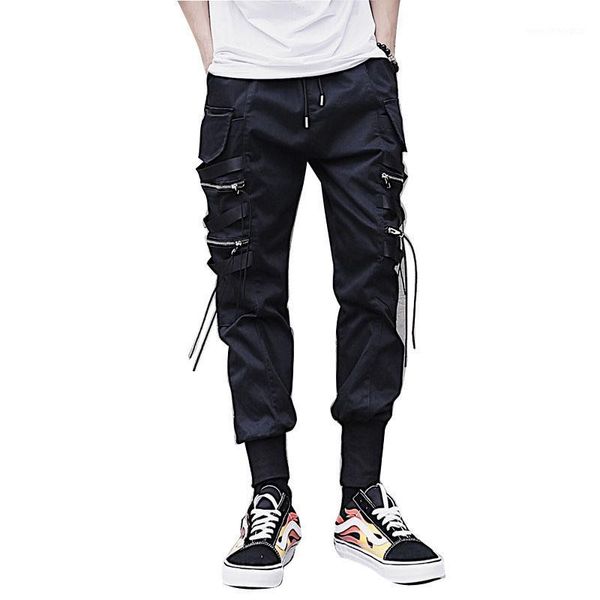 

men's pants men fashion casual harem pant high street hip hop male big pocket slim fit cargo trousers biker jogger sweatpants1, Black