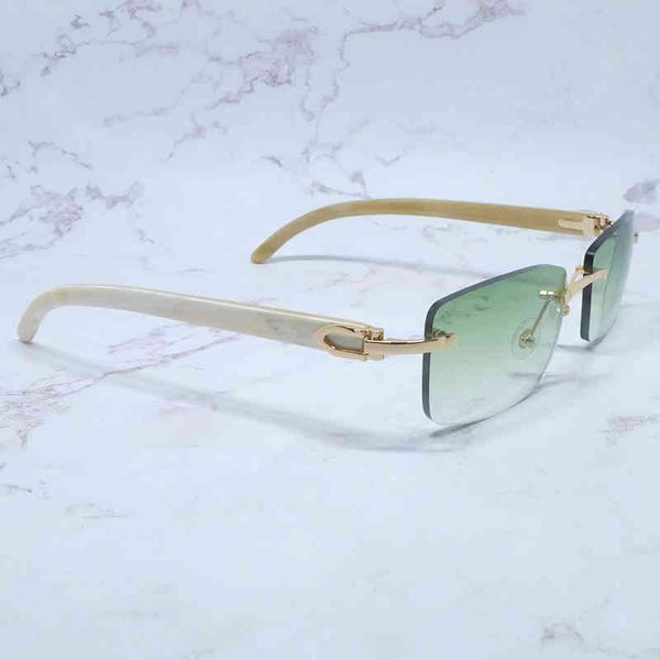 

2022 factory wholesale buffalo horn rimless square luxury white buffs sun trendy eyewear gafas sol hombre 71ob, White;black