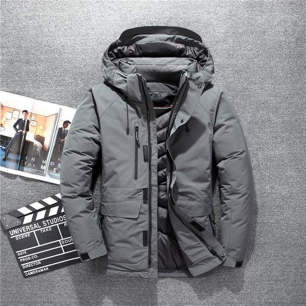 

nice long can withstand - 31 degrees winter warm jacket men hooded white duck down jacket big size 3xl1, Black