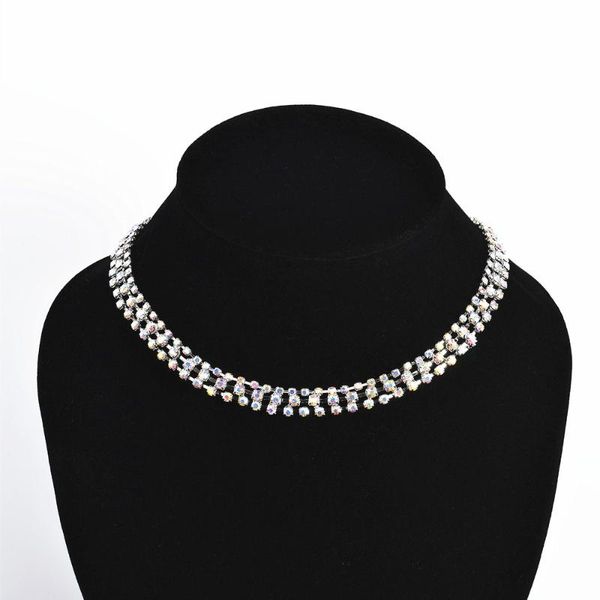 

wedding crystal jewelry ab color rhinestone personality bride necklace fashion simple accessories ladies gifts coruixi h9507, Golden;silver