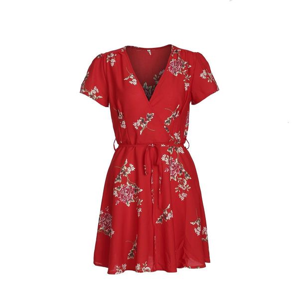 

elegant lady summer casual sleeve beach breezy dress women party evening v neck high waist chiffon short, Black;gray