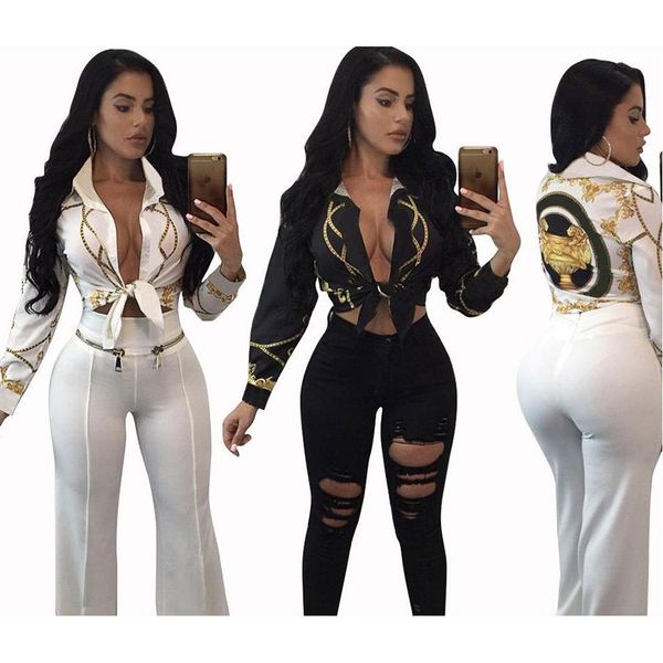 

spring summer fashion europe printed blouses shirts v neck long sleeve shirts white black s-xl sale