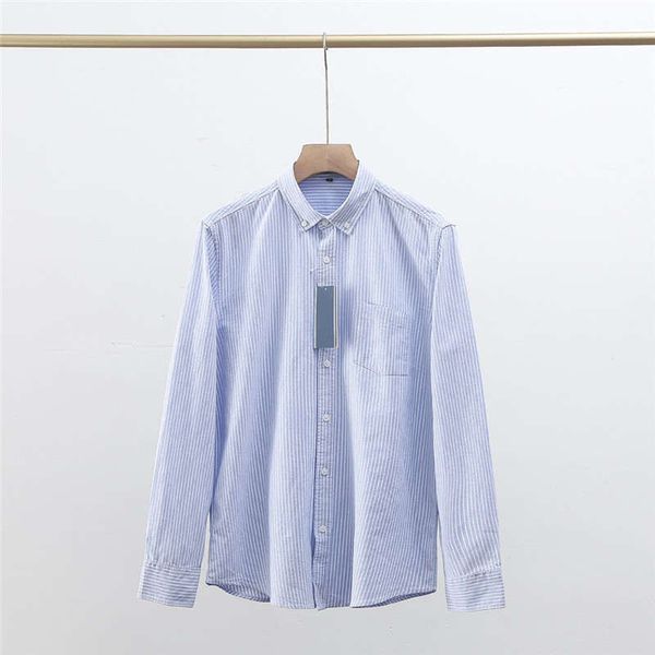 

classic small logo embroidery vertical stripes long-sleeved shirt, three-color small logo embroidery handmade edging, White;black