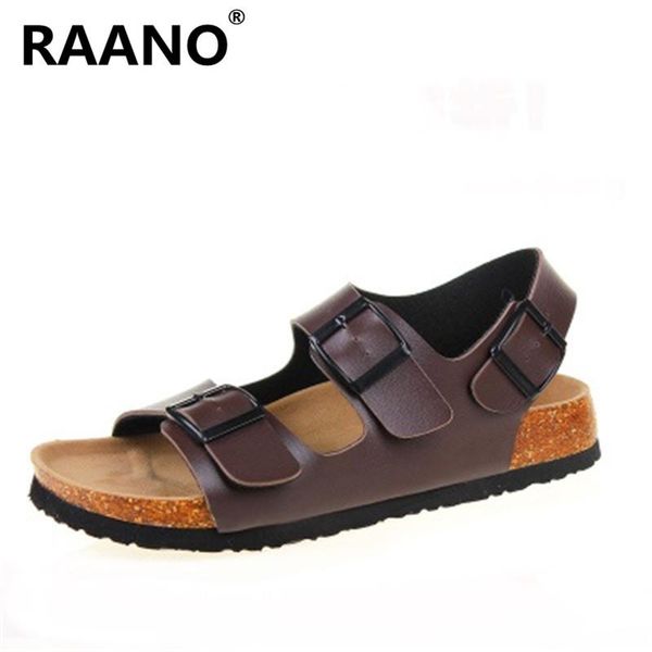

sandals summer men women beach cork casual double buckle fashion mixed color platform sandalias outdoor soft bottom shoes, Black