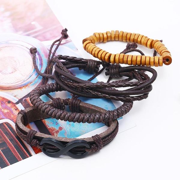 

eif dock new fashion infinity 8 leather bracelets diy wood beads multilayer bandage brand friendship charm bracelet f qylcfz