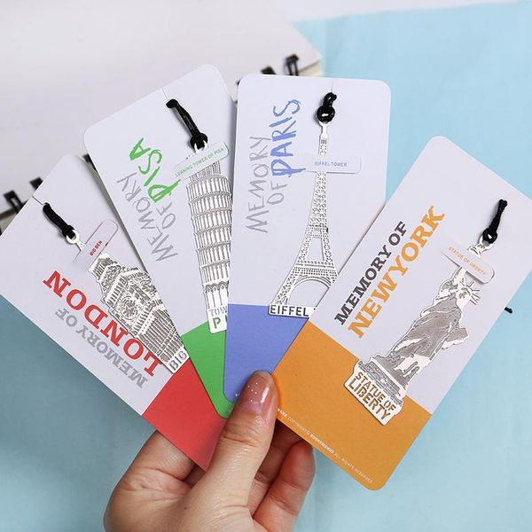 

1pc london eiffel tower statue of liberty book markers metal bookmark for stationery books office qylctg