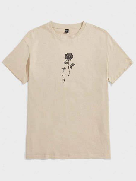 

men rose & japanese letter graphic tee q6ur#, White;black