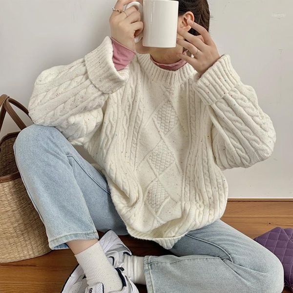 

pullovers sweater o neck casual loose long sleeve solid women clothing 2020 new knitted sweater korean fashion women 606f1, White;black