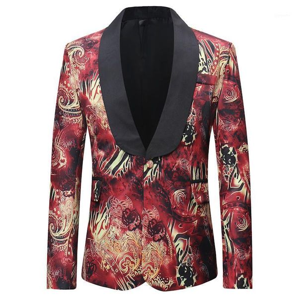 

2020 suit men's spring new fashion floral slim collar party cocktail club nightclub luxury suit jacket high-end blazer coat1, White;black