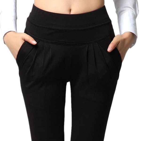 

normov 2 colors women's casual harem pants fashion 2019 solid loose pants mid waist plus size long trousers slim female pants, Black;white