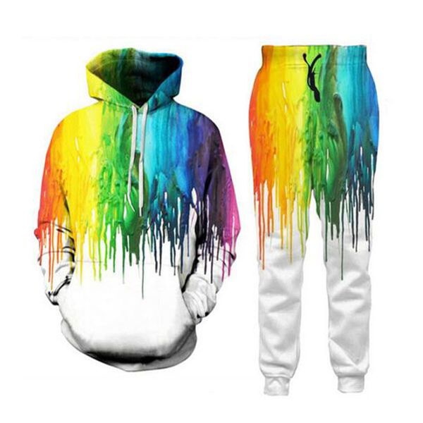 

new men/womens oil painting funny 3d print fashion tracksuits hip hop pants + hoodies mh0220, Gray