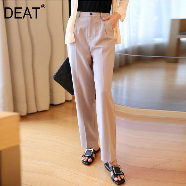 

[deat] 2020 blazer pants women nine length straight fit solid simple wide outdoor casual thin fashion clothes ar292 t200422, Black;white