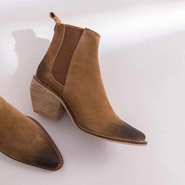 

genuine leather ankle boots for women high heel boots pointed toe 2020 winter fashion shoes woman botas mujer botte femme #v916, Black