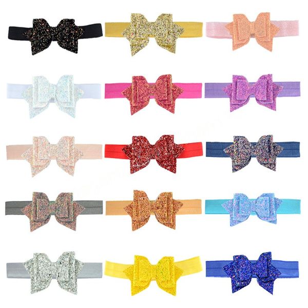 

13*6 cm solid color sequins bows headband infant shining dovetail bowknot hair bands children clothing accessories birthday gift, Silver