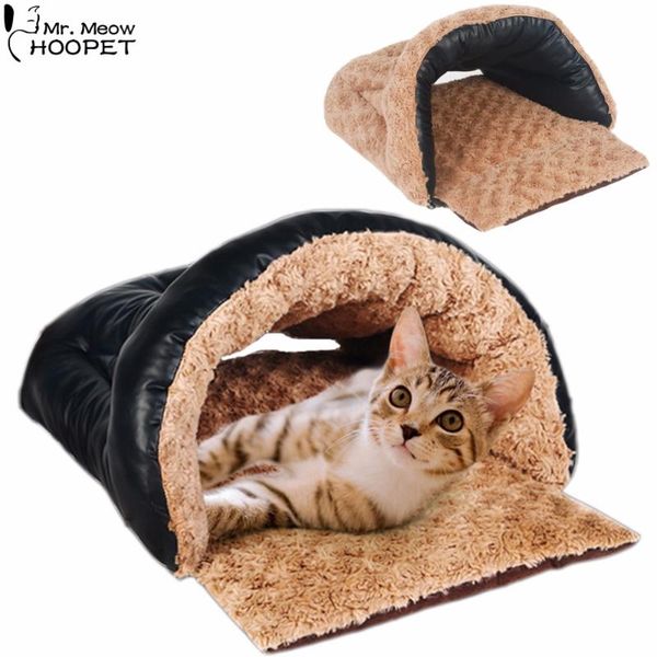 

cat beds & furniture double sided dog bed self-warming soft sleeping bag kitten multifunctional pu kittey cozy cave pet products
