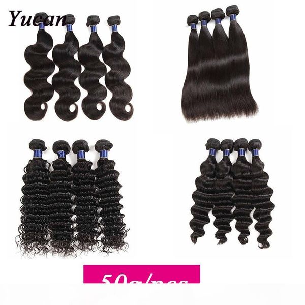 

deep water wave raw human hair extensions bundles straight body wave brazilian peruvian malaysian indian virgin hair bundles 50g pcs, Black