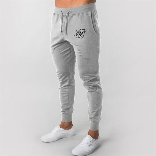 

men's high-quality sik silk brand polyester trousers fitness casual trousers daily training fitness casual sports jogging pants 201217, Black